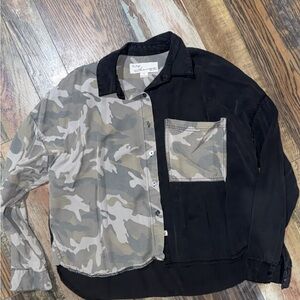 Vintage Havana Black and Camouflage Button Down Shirt